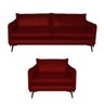 Conjunto Poltrona e Sofá Decorativo Sala de Estar América 4 Lugares 240cm Couro Vermelho - Mozzelar - 4
