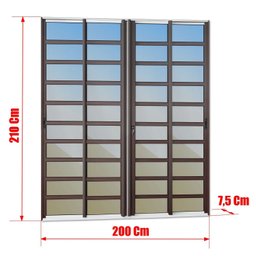 Porta de Correr com Travessas 4 Folhas Moveis 210 X 200 Elite com Fechadura Tetra Vidro Reflex - 8