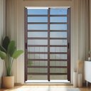 Ver imagem 1 de Porta de Correr com Travessas 2 Folhas Moveis 210 x 120 Elite com Fecho Automático Vidro Reflex Cinza/Mix Corten Brimak