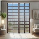 Ver imagem 1 de Porta de Correr com Travessas 4 Folhas Moveis 210 X 240 Elite com Fecho Automático Vidro Reflex