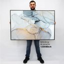 Ver imagem 2 de Quadro Decorativo em Canvas Abstrato Mármore Neutro TaColado Moldura Flutuante 4,5cm Madeira 120 x 8