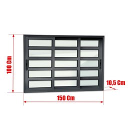 Janela Elite com Travessas 3 Folhas Moveis Sequenciais 100 X 150 Vidro Liso - 5