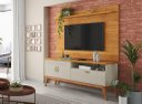 Ver imagem 1 de Rack + Painel Si 1.60m Estilo Retrô para Tv até 60'' Cor Cinamomo / Off White