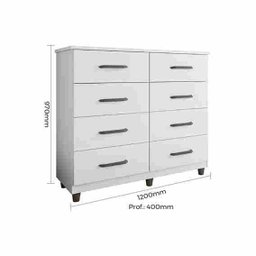 Cômoda com 8 Gavetas Moderna para Espaço e Organização - Branco - 3