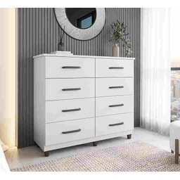 Cômoda com 8 Gavetas Moderna para Espaço e Organização - Branco - 2