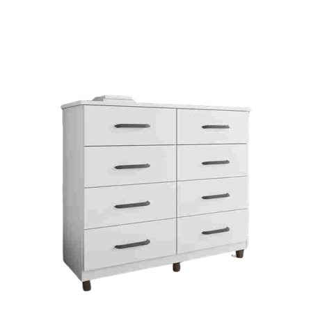 Cômoda com 8 Gavetas Moderna para Espaço e Organização - Branco