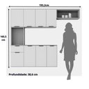 Ver imagem 3 de Cozinha Compacta Suspensa 8 Portas 1 Gaveta Nicho e Prateleiras Zarah Marrom/Cinamomo/Off White Acetinado