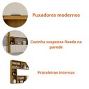 Ver imagem 6 de Cozinha Compacta Suspensa 8 Portas 1 Gaveta Nicho e Prateleiras Zarah Marrom/Cinamomo/Off White Acetinado