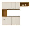 Ver imagem 2 de Cozinha Compacta Suspensa 8 Portas 1 Gaveta Nicho e Prateleiras Zarah Marrom/Cinamomo/Off White Acetinado