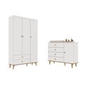 Ver imagem 3 de Quarto de Bebê Lígia Guarda Roupa 3 Portas com Gavetas Cômoda Infantil 4 Gavetas com Porta Branco
