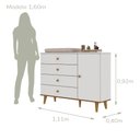 Ver mais imagens de Quarto de Bebê Lígia Guarda Roupa 3 Portas com Gavetas Cômoda Infantil 4 Gavetas com Porta Branco