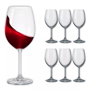 Jogo 6 Taças Vinho Cristal Titânio Bohemia Gastro 580ml