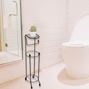 Ver imagem 3 de Porta Papel Higiênico com Suporte para Celular Papeleira para Banheiro de Chão Preta Utimil