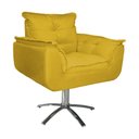 Ver imagem 3 de Poltrona Decorativa Hall de Entrada Base Giratória de Metal Opala Suede Mostarda - LM DECOR