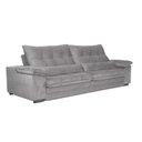 Ver imagem 1 de Sofá Retrátil Reclinável 2,10m com Molas e Espuma D33 Biondi Veludocristal - Netsofas - Cinza
