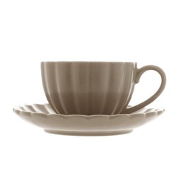 Cj 2 Xícaras Chá Porcelana C/Pires Pétala Cinza Matt 160Ml - 3