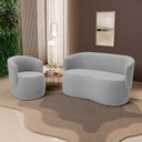 Ver imagem 2 de Kit Poltrona e Namoradeira Aisha Orgânica Bouclê Cinza Claro - Desk Design