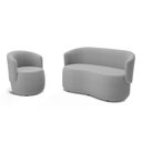Ver imagem 1 de Kit Poltrona e Namoradeira Aisha Orgânica Bouclê Cinza Claro - Desk Design