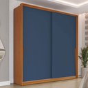 Ver imagem 1 de Guarda-roupa Casal Porto 2 Portas 2 Gavetas Freijó/azul - Politorno
