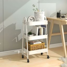 Prateleira de Metal Multiuso 3 Andares com Rodinhas - Organização e Praticidade Cor:branco - 10