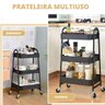 Prateleira de Metal Multiuso 3 Andares com Rodinhas - Organização e Praticidade Cor:branco - 2