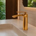 Ver imagem 2 de Torneira de Banheiro Lavabo Grécia Monocomando Quente e Fria Dourada Goldenx