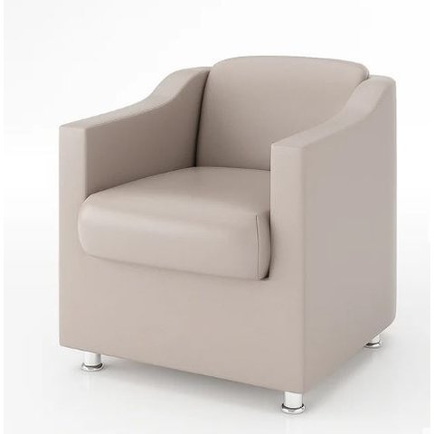 Poltrona Decorativa Reforçada Recepção Clinica Salão Courino Bege