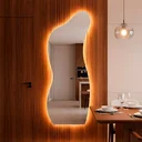 Ver imagem 1 de Espelho Decorativo Orgânico Led Quente 170x70 de Parede Curves para Sala Quarto Banheiro Escritório