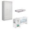 Berço Cômoda com Cantoneira 101 e Guarda Roupa 2617 Doce Sonho Branco Brilho com Colchão Gazin – Qmo - 1