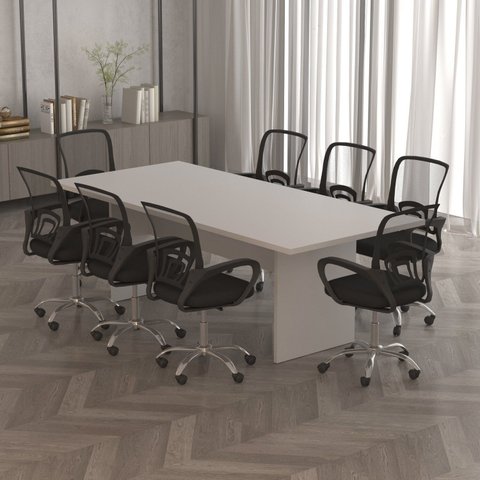 Mesa para Reunião 8 Lugares 220x100cm Branco