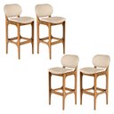 Ver imagem 1 de Kit 4 Banquetas Alta para Bancada 50 x 104 Cm Decor Madeira Maciça Imbuia Linho Bege M58 - RMI
