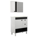 Ver imagem 1 de Conjunto Gabinete de Banheiro Istambul 1 Porta 1 Prateleira 80cm Branco e Preto Venturi