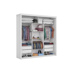 Guarda Roupa Casal Porta Correr C/ Espelho 3 Portas e 4 Gavetas Veneza – Branco - 2