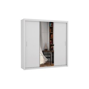 Guarda Roupa Casal Porta Correr C/ Espelho 3 Portas e 4 Gavetas Veneza – Branco