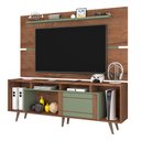 Ver imagem 1 de Conjunto Rack e Painel Roma Sala para Tv até 65 Polegadas Freijo Rustico/green Fosco