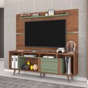 Ver imagem 2 de Conjunto Rack e Painel Roma Sala para Tv até 65 Polegadas Freijo Rustico/green Fosco