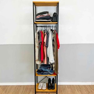 Arara de Roupas Middle Style Industrial Slim Nozes e Preto