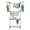 Ver imagem 3 de Varal de Chão Vertical 3 Andares Dobrável Inox 48kg com Rodinhas