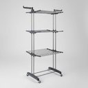 Ver imagem 2 de Varal de Chão Vertical 3 Andares Dobrável Inox 48kg com Rodinhas