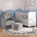 Ver imagem 1 de Quarto de Bebê Berço Americano 3X1 Com Poltrona De Amamentação E Puff Pimpolho Branco/Cinza Branco/Cinza