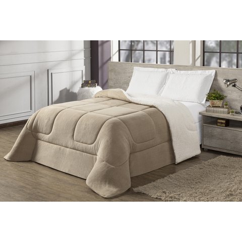 Coberdrom Refilado Solteiro Dupla Face Maya Bege