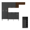 Ver imagem 6 de Armário de Cozinha Compacta com Bancada Americana Pequim Multimóveis Mp2204 Carvalho Avelã/preto