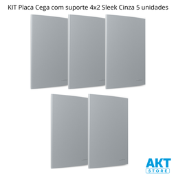 Kit 5 Placa 4x2 Cega com Suporte Cinza Sleek Margirius Cor:cinza - 2
