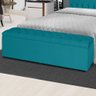 Kit 2 Baús Jade 100Cm Calçadeira Estofada Suede Azul Turquesa - 1