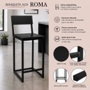 Ver imagem 2 de Banqueta Alta para Cozinha em Ferro Roma Cor Preto - Kmj
