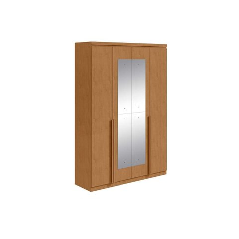 Guarda Roupa 4 Portas e 2 Gavetas C/espelho Alonzo Amendoa Clean - Lopas
