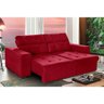 Sofá 4 Lugares 220m Retrátil Com 2 Puffs Pés Palito Vermelho - 4