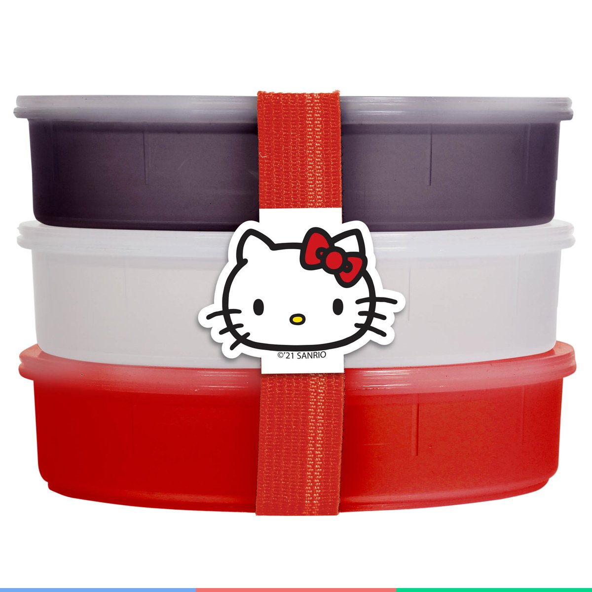 Kit 3 Potes Para Armazenamento Alimentação Infantil Com Banda Elástica Fixadora Hello Kitty - 6