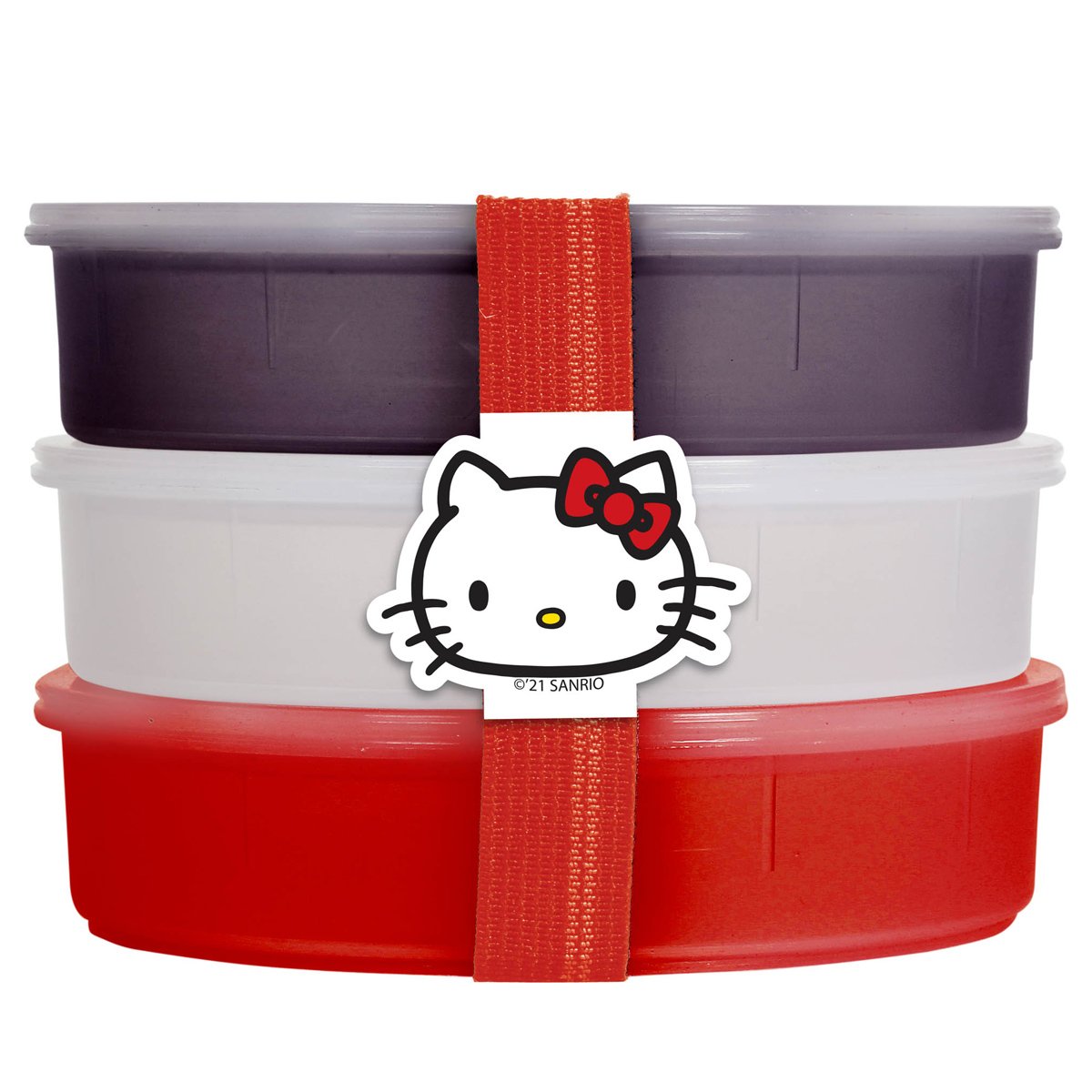 Kit 3 Potes Para Armazenamento Alimentação Infantil Com Banda Elástica Fixadora Hello Kitty