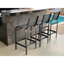 Banqueta de Alumínio e Tela Sling Marrom 75cm de Altura Ao Assento - 3